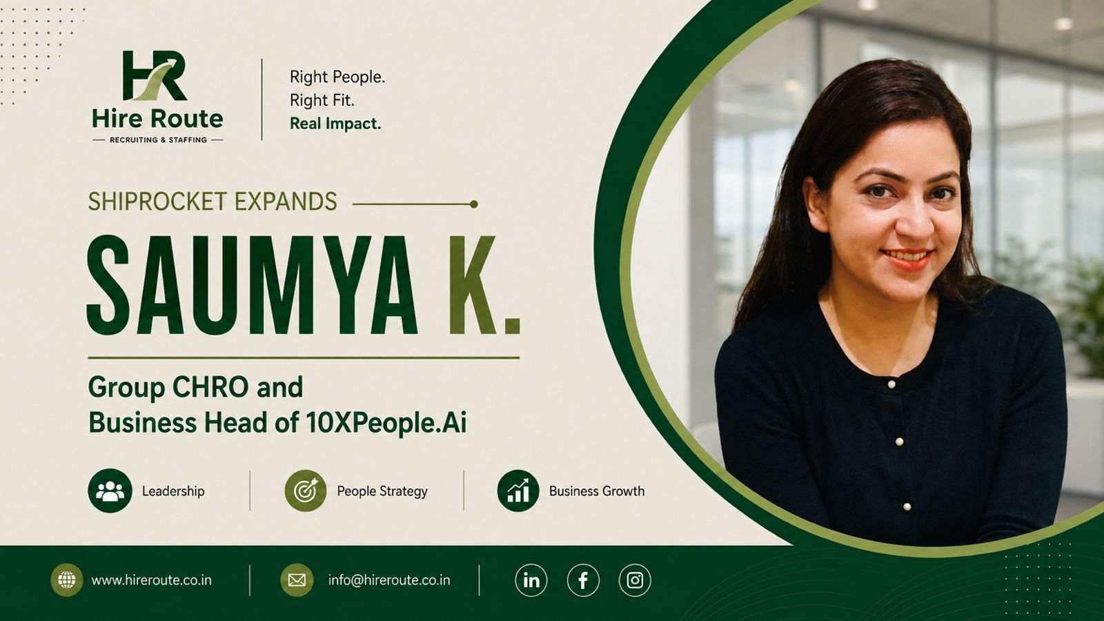 Shiprocket expands Saumya K.'s mandate as Group CHRO and Business Head of 10XPeople.Ai