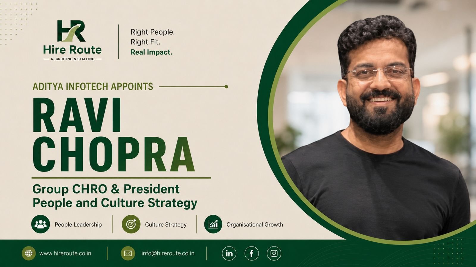 Ravi Chopra appointed Group CHRO and President of Aditya Infotech