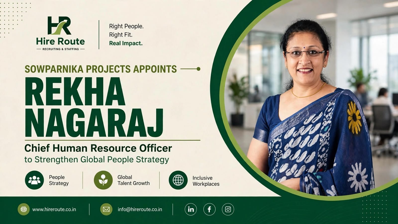 Rekha Nagaraj appointed Chief Human Resources Officer at Sowparnika Projects