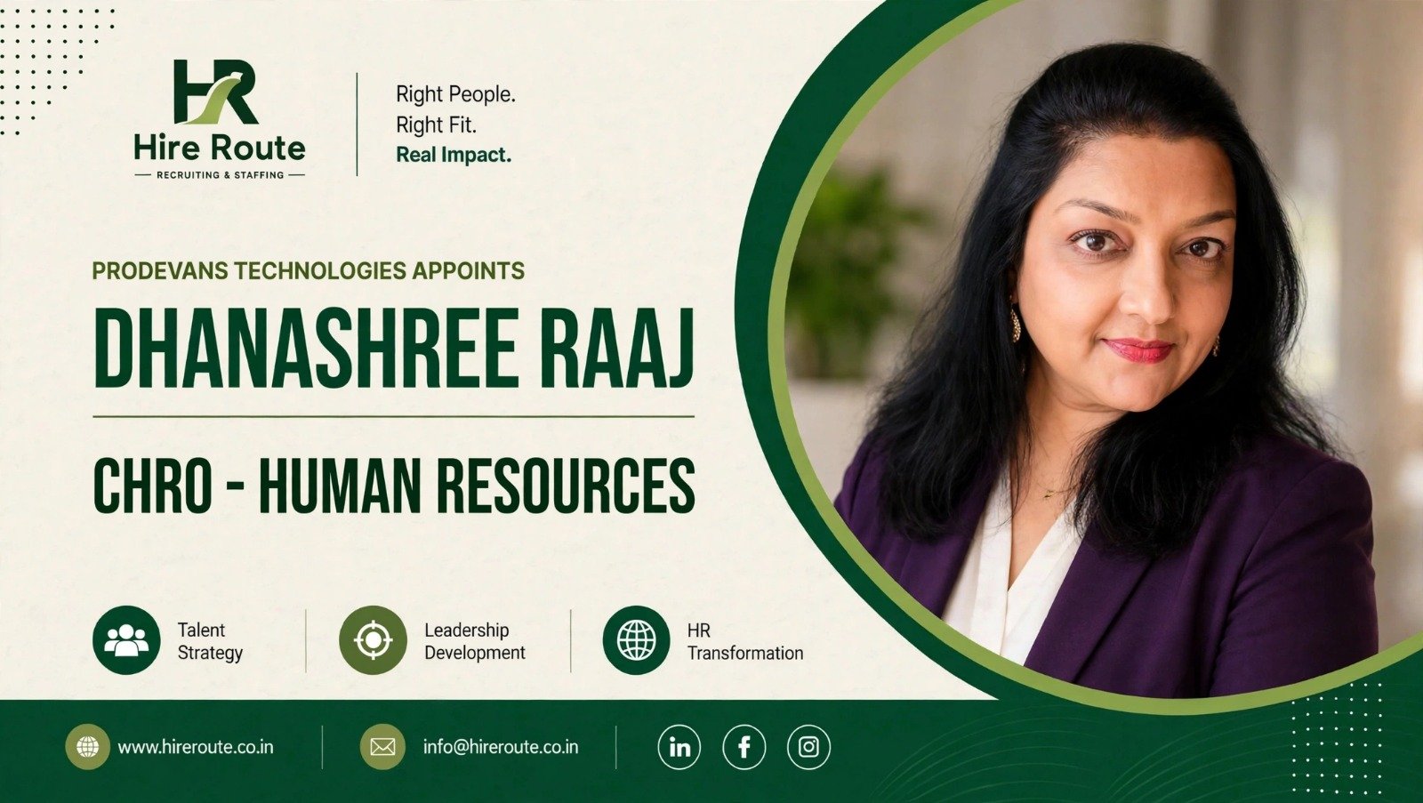 Dhanashree Raaj appointed CHRO at Prodevans Technologies