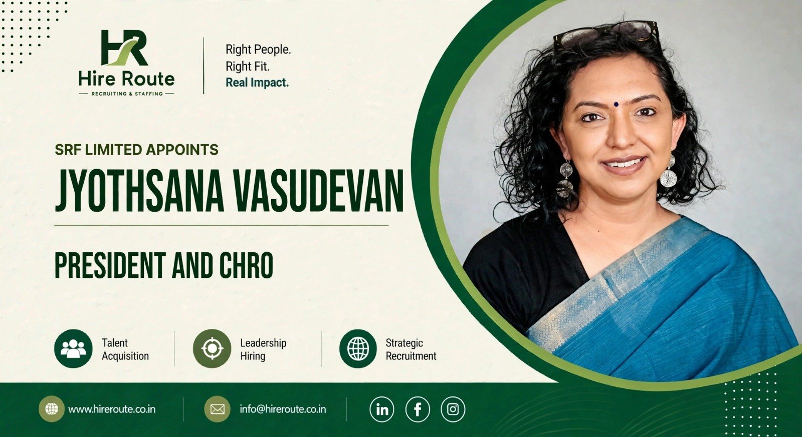 Jyothsana Vasudevan Appointed President and CHRO at SRF Limited