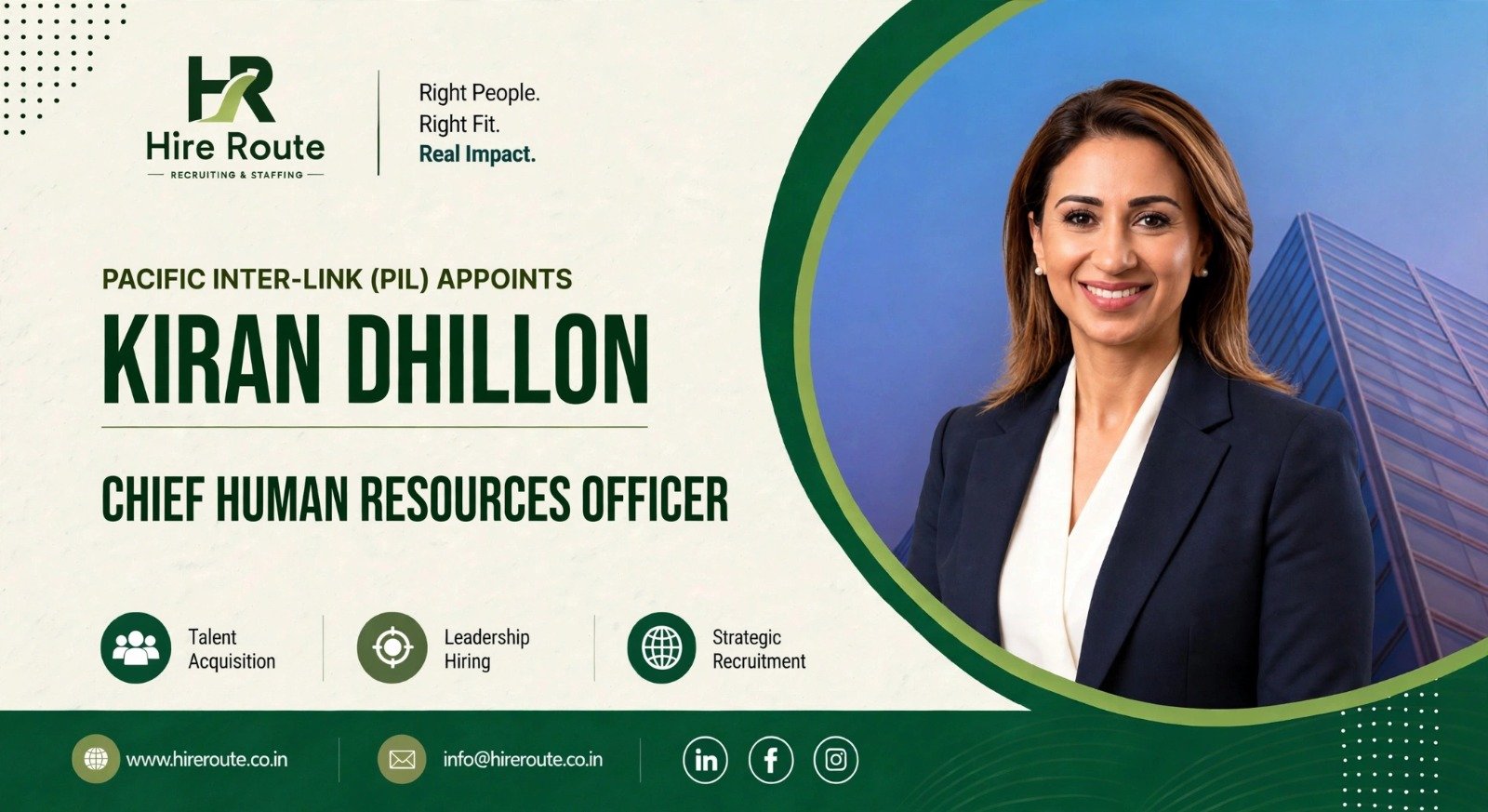 Kiran Dhillon appointed CHRO at Pacific Inter-Link (PIL)