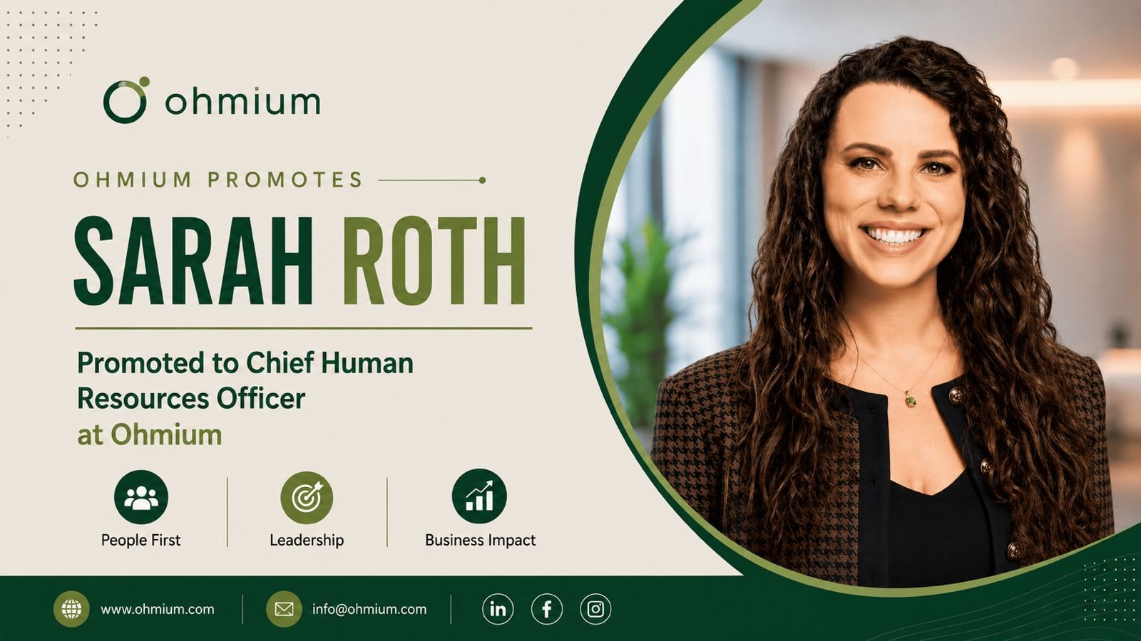 Ohmium promotes Sarah Roth to Chief Human Resources Officer