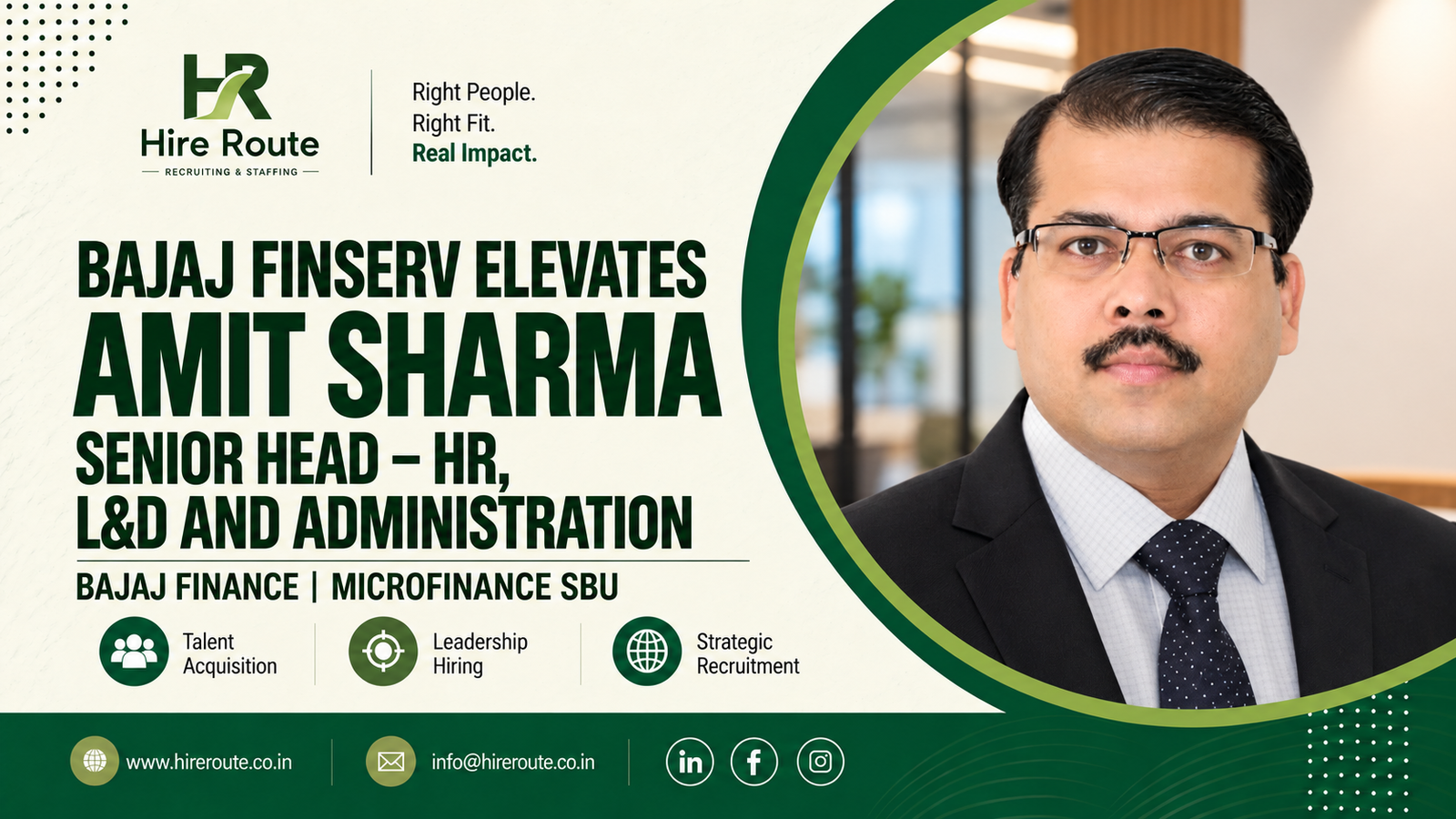Amit Sharma elevated as Senior Head – HR, L&D and Administration at Bajaj Finserv for Bajaj Finance’s Microfinance SBU
